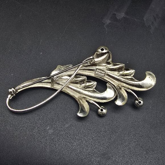 Forstner Sterling Weeping Flower Leaf Brooch Vintage Jewelry - Picture 4 of 7